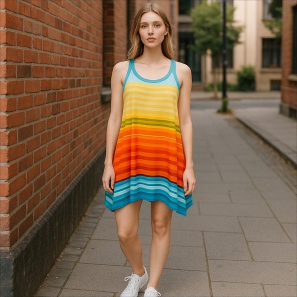 Worthington Rainbow Sleeveless Striped Tunic Size Medium
